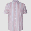 Classic Short-Sleeved Twill Shirt Mahogany Stripes