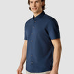 Model from the front wearing a Classic Short-Sleeved Shirt Navy