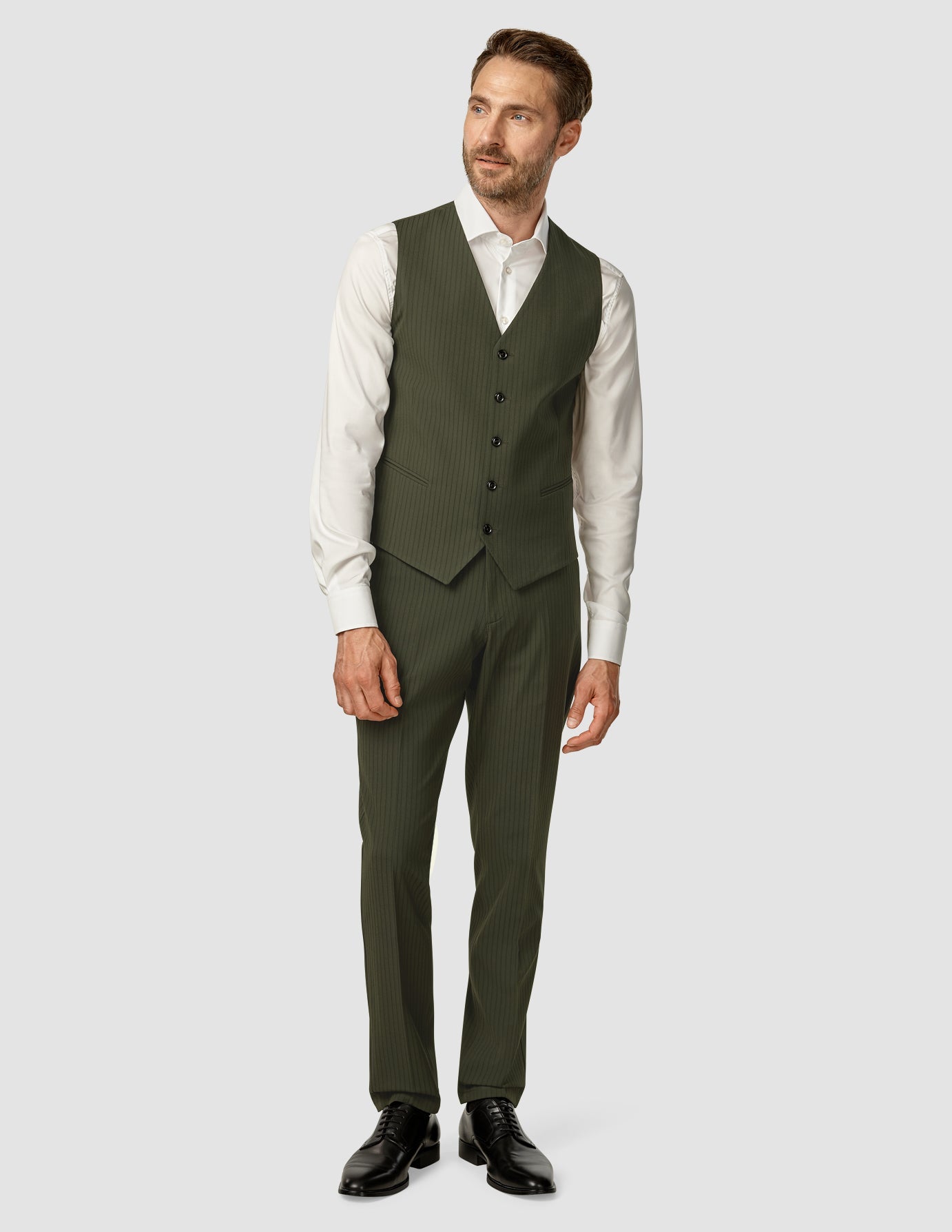 Essential Vest Moss Green Pinstripe