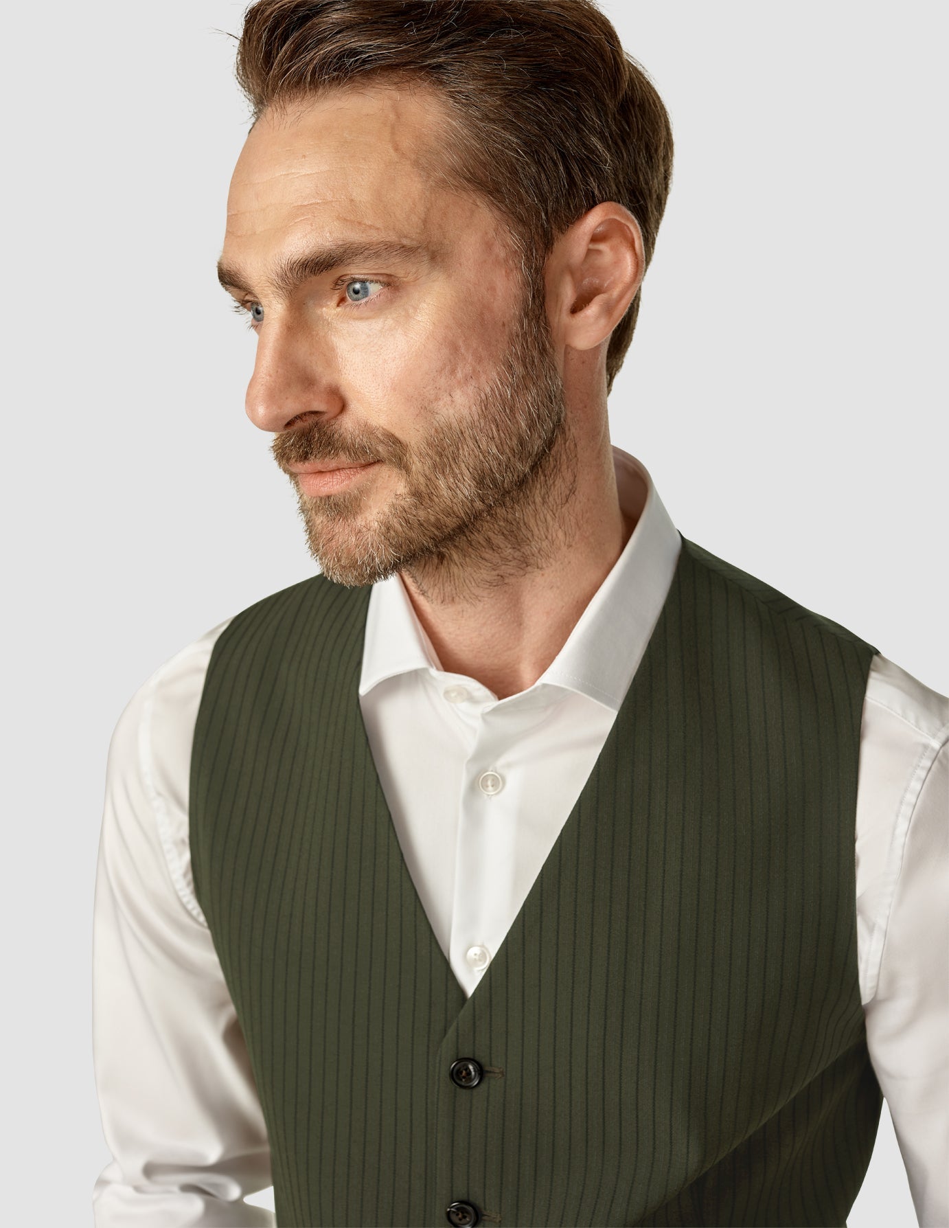 Essential Vest Moss Green Pinstripe