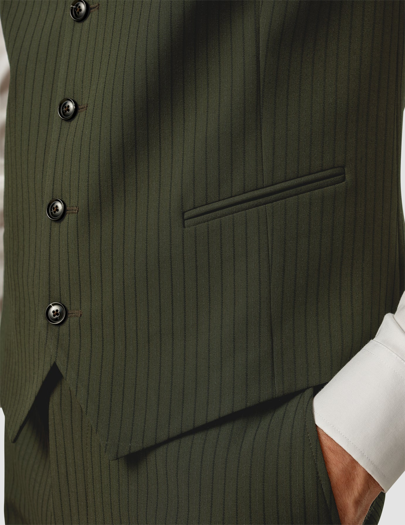 Essential Vest Moss Green Pinstripe