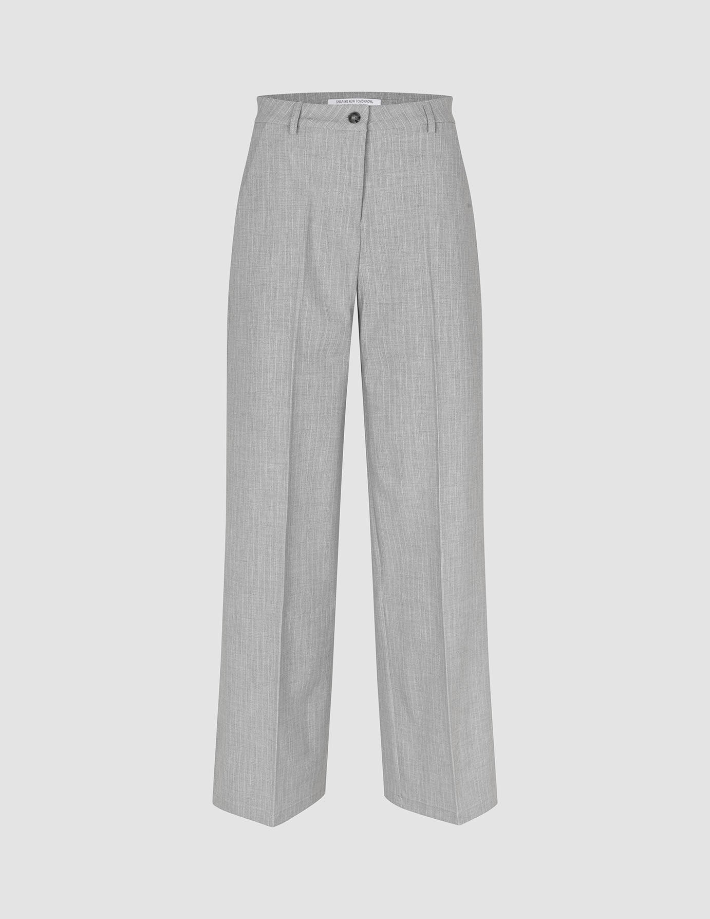 Essential Suit Light Grey Pinstripe Blazer & Wide Pants
