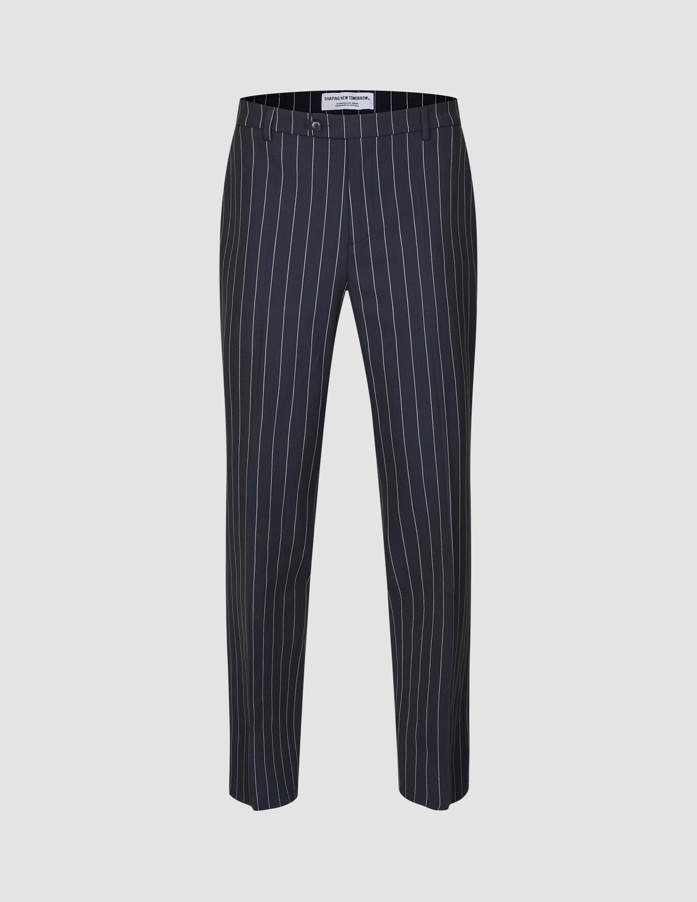 Essential Suit Pants Relaxed Fit Navy Stripes | SHAPING NEW TOMORROW