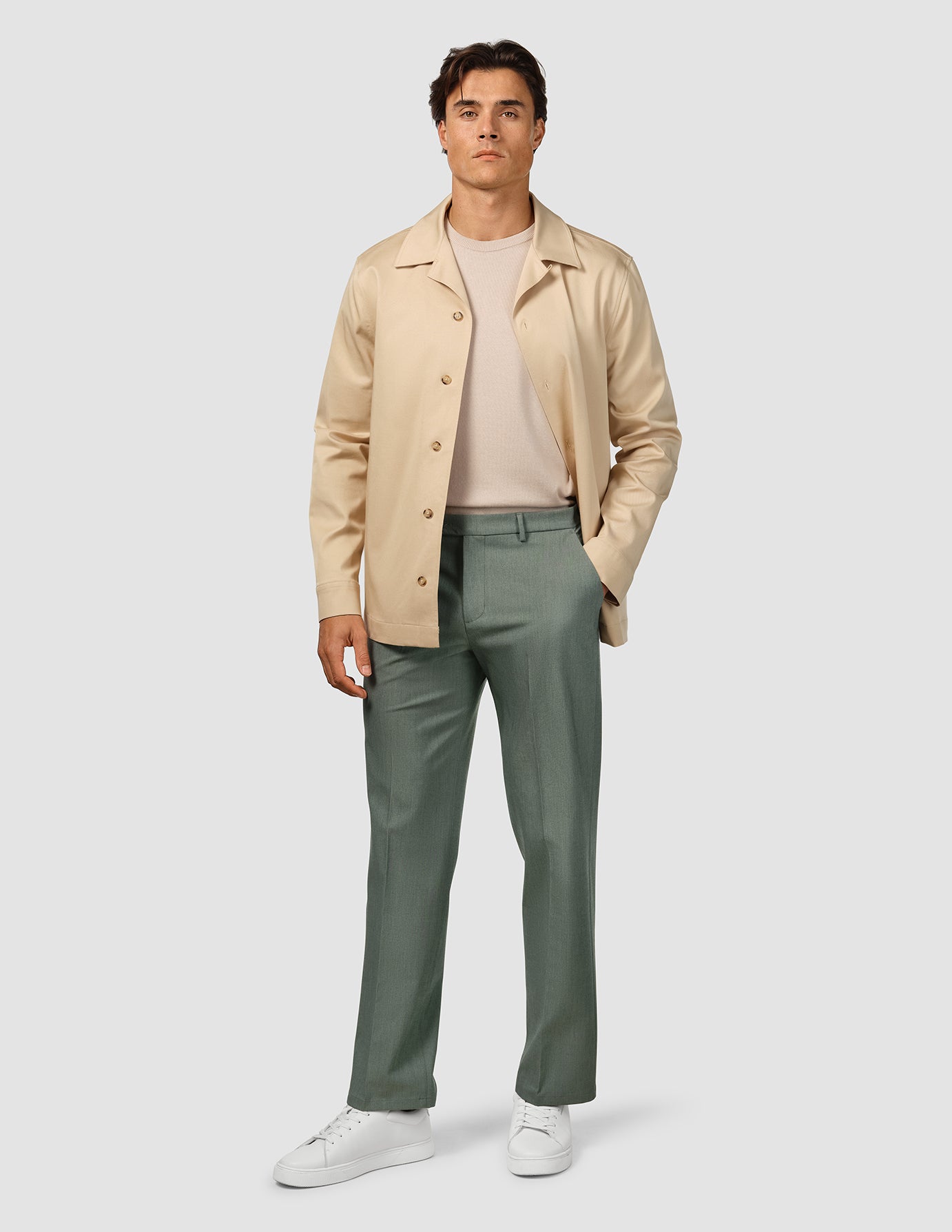 Essential Suit Pants Relaxed Fit Green Melange
