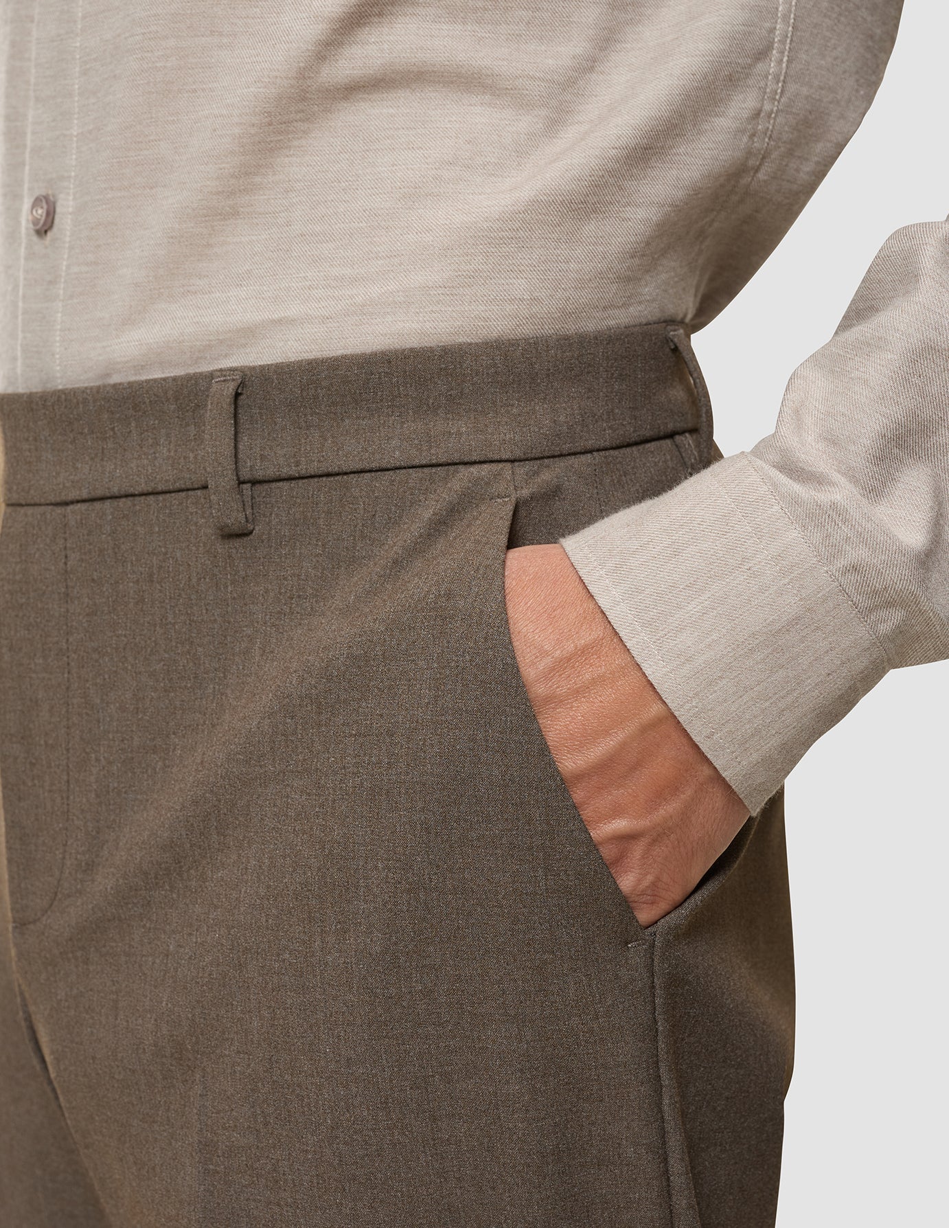 Essential Suit Pants Relaxed Fit Saddle Brown Melange