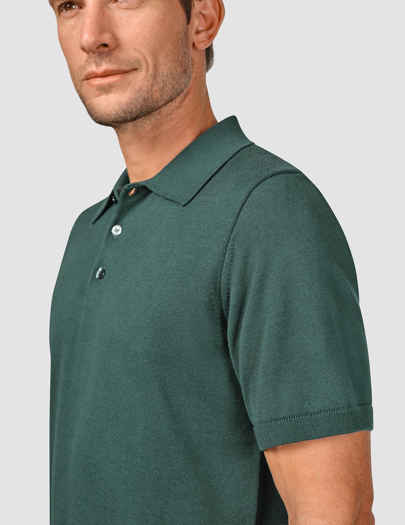 Everyday Knit Short Sleeve Polo Shadow Green | SHAPING NEW TOMORROW