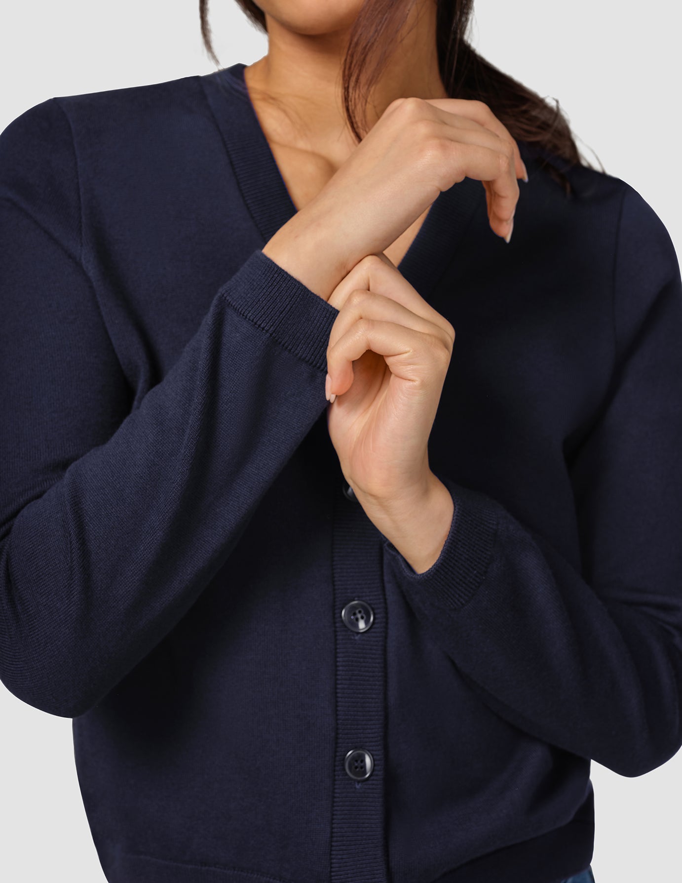 Fine Knit Cardigan Navy