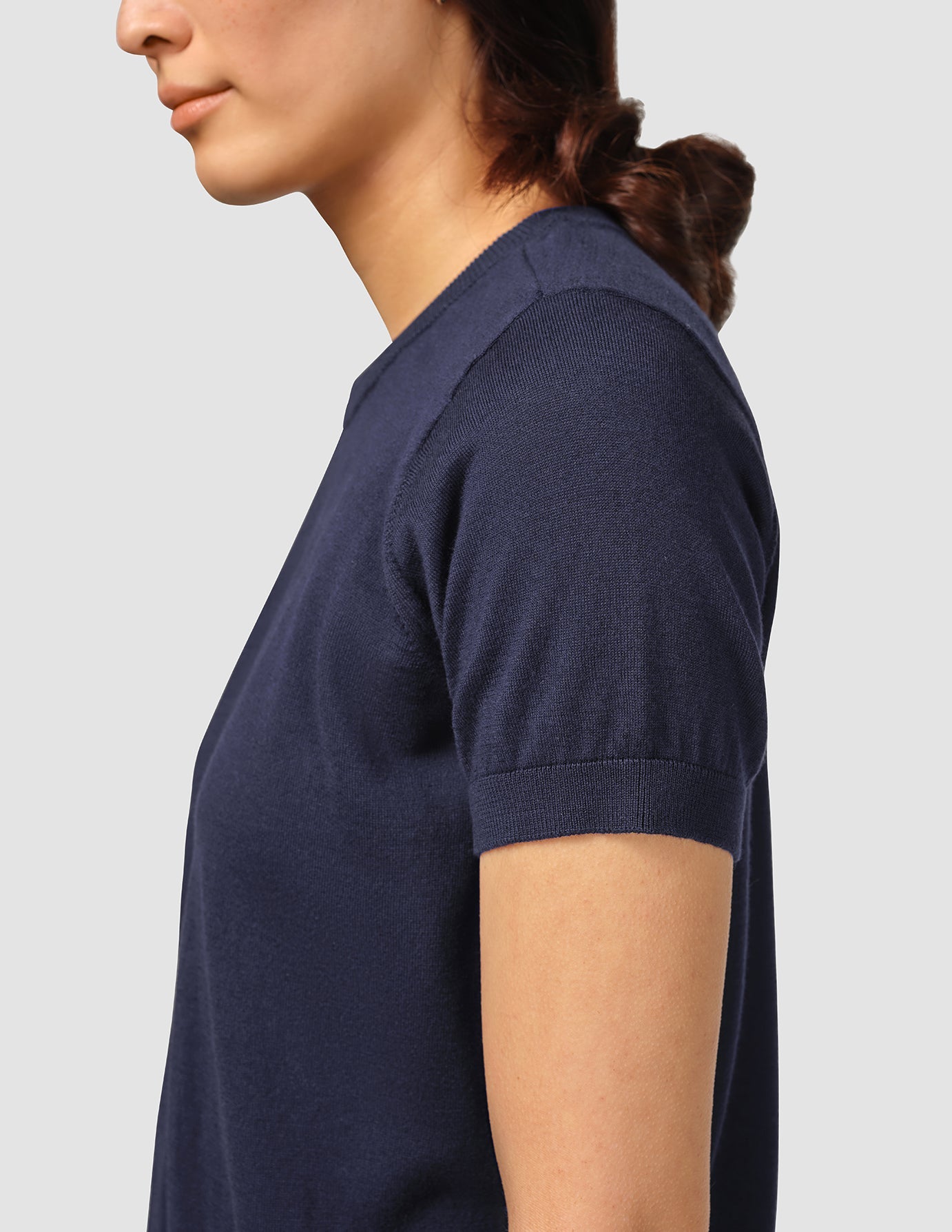 Fine Knit T-shirt Navy