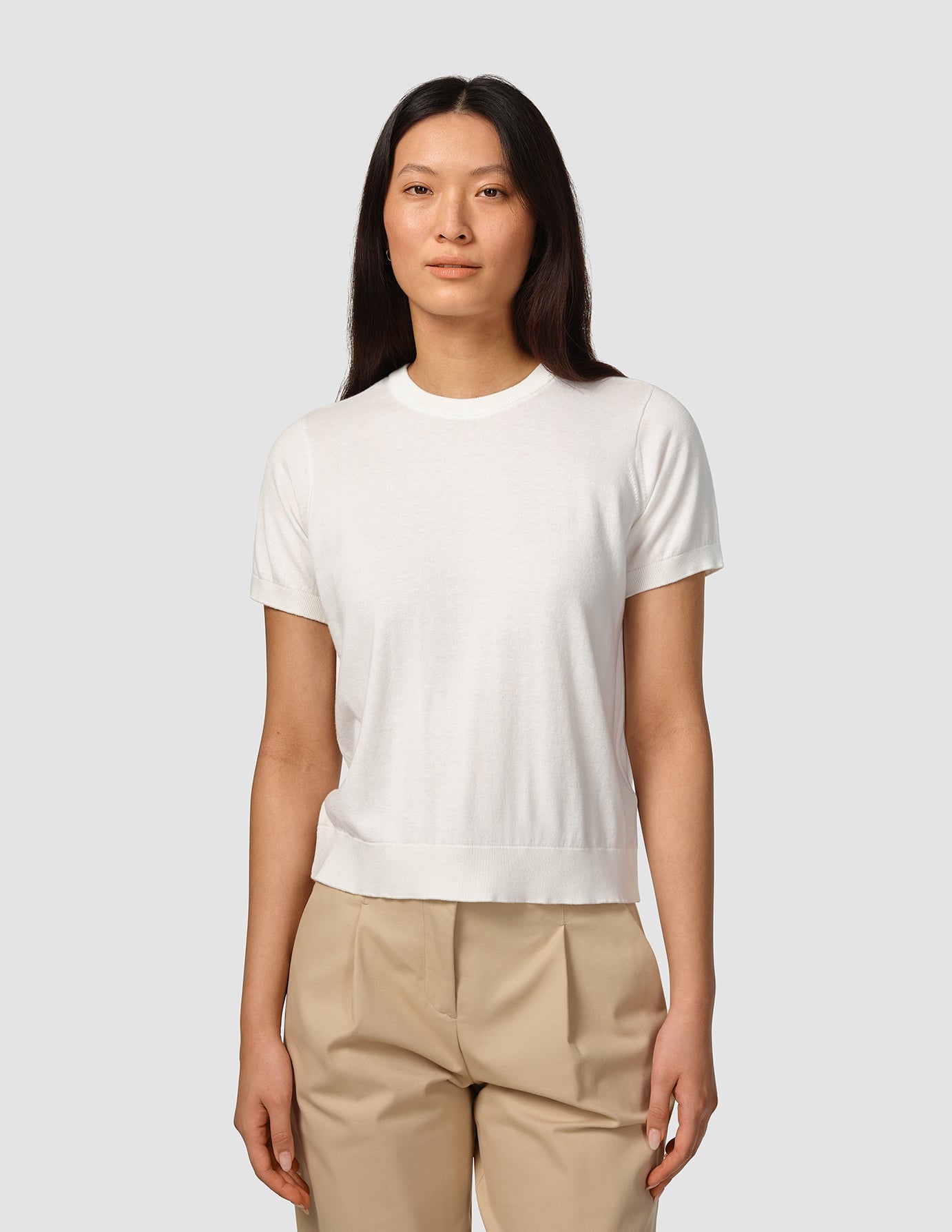 Fine Knit T-shirt Off White