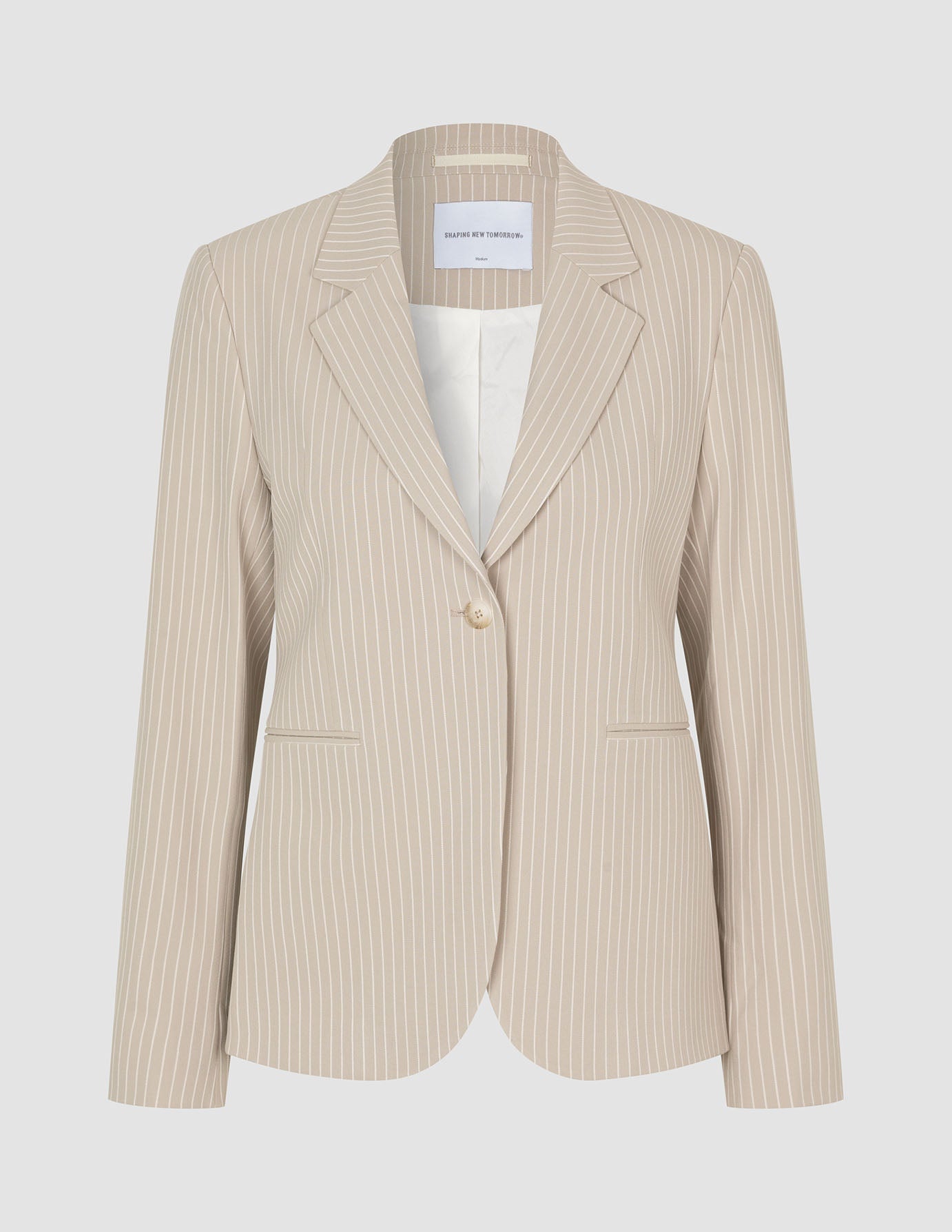 Essential Fitted Blazer Island Sand Pinstriped