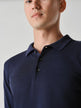 Fitted Knit Polo Long Sleeve Navy