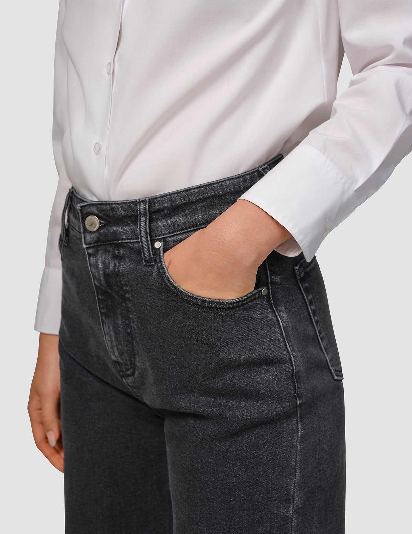 Jeans Straight Washed Black