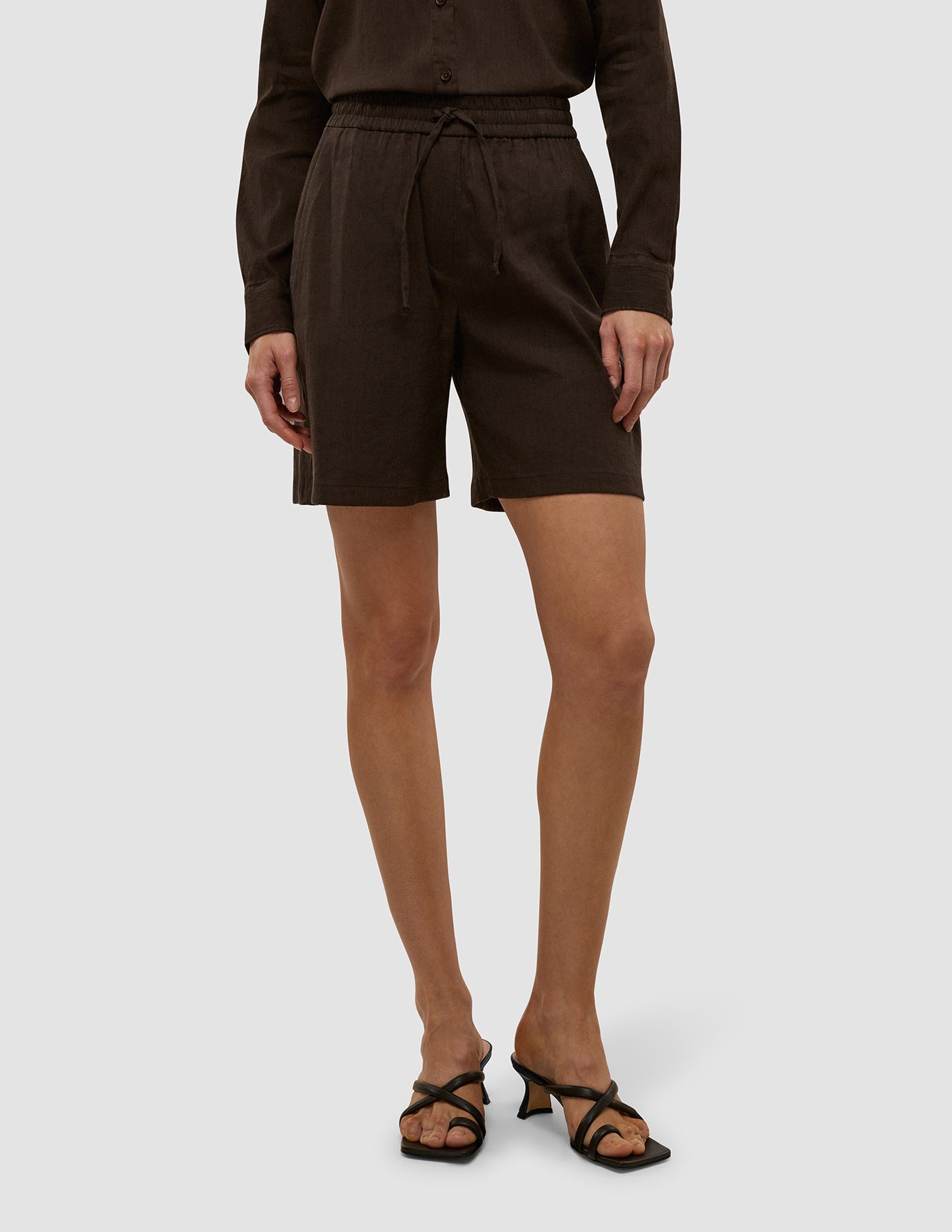 Women's Linen Shorts Relaxed Espresso
