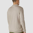 Silk / Cotton Long Sleeve Polo Light Grey