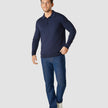 Silk / Cotton Long Sleeve Polo Navy