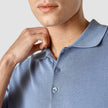 Silk / Cotton Short Sleeve Polo Cloud Blue