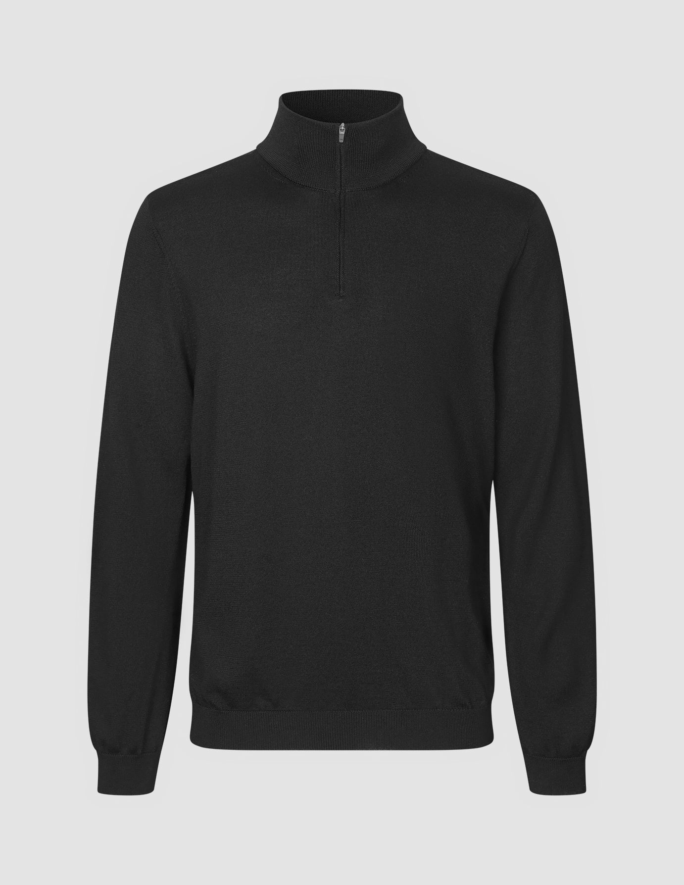 Premium Merino Half Zip Black