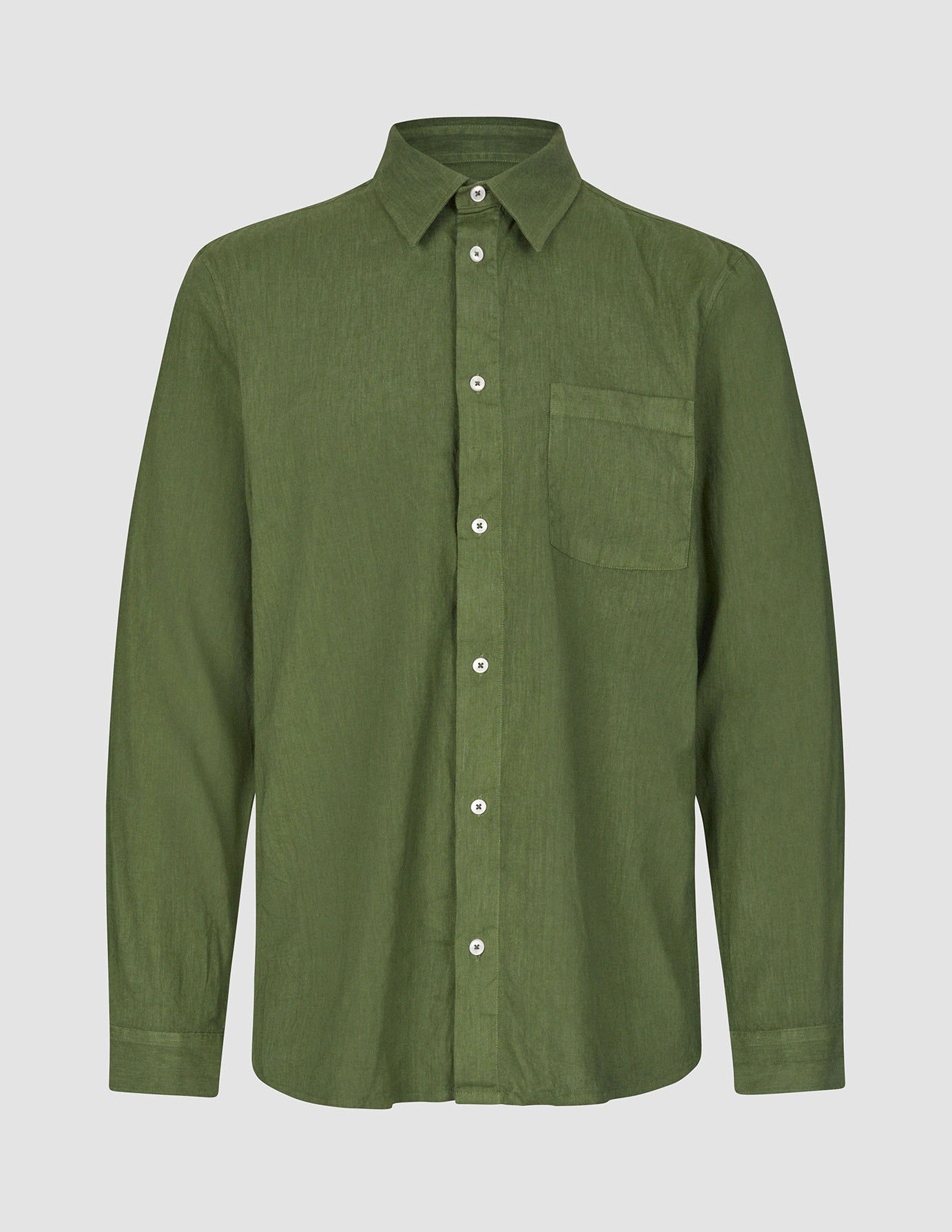 Refined Linen Long Sleeve Shirt Clover Green | SHAPING NEW TOMORROW Refined Linen Long Sleeve Shirt Clover Green | SHAPING NEW TOMORROW
