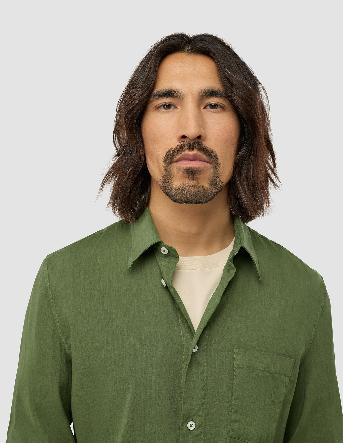 Refined Linen Long Sleeve Shirt Clover Green | SHAPING NEW TOMORROW Refined Linen Long Sleeve Shirt Clover Green | SHAPING NEW TOMORROW
