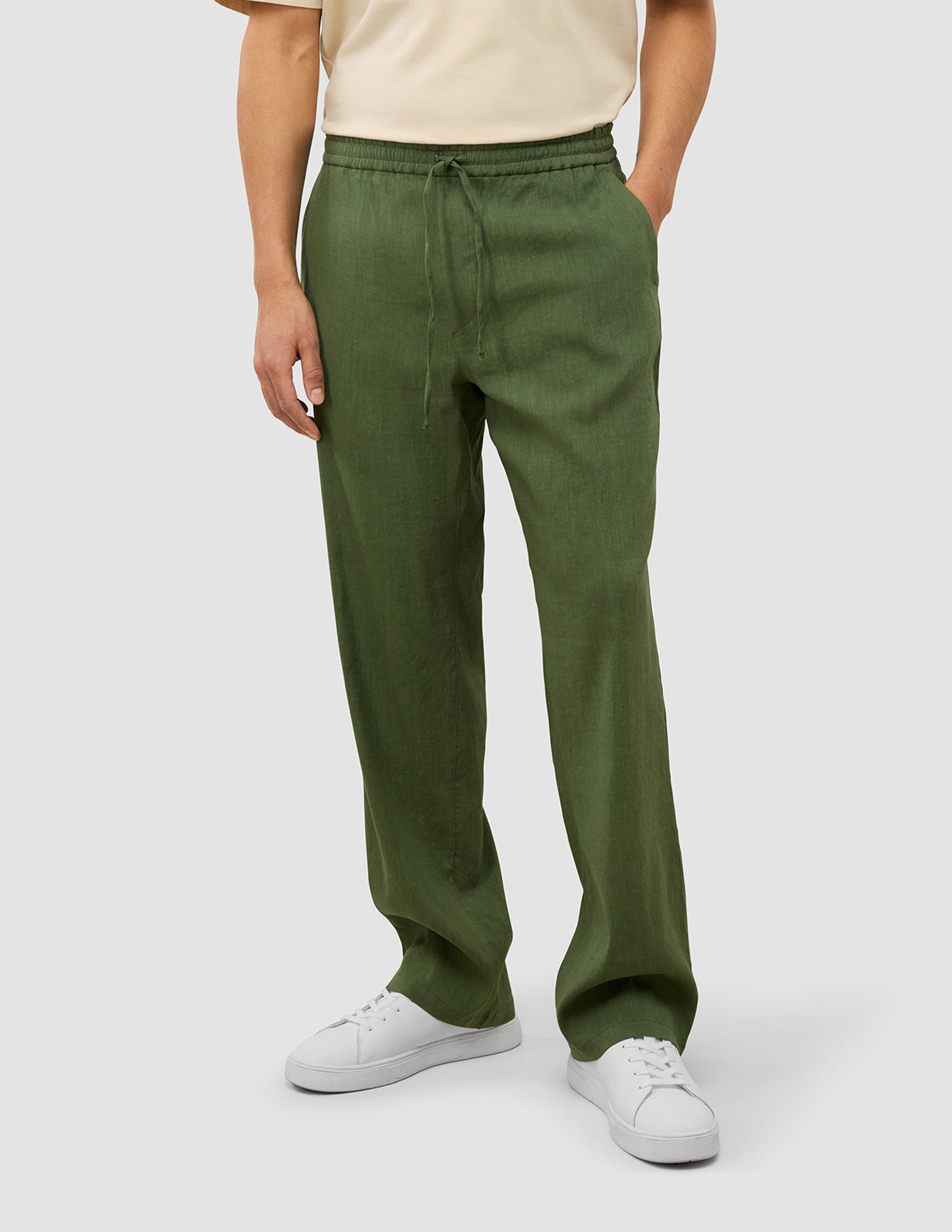 Refined Linen Pants Clover Green