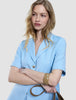 skye set blue haze short sleeved blazer shorts