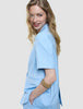 skye set blue haze short sleeved blazer shorts