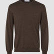 Seamless Premium Merino Knit Crewneck Saddle Brown