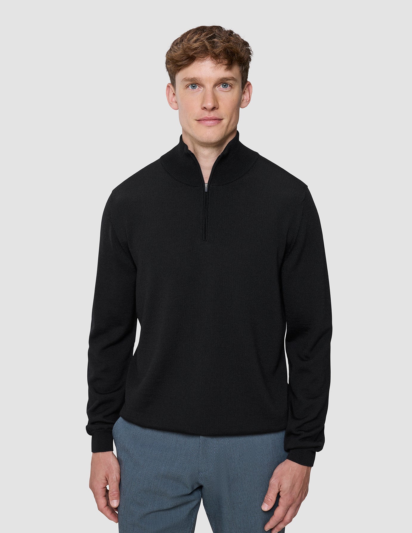 Seamless Premium Merino Knit Half Zip Black