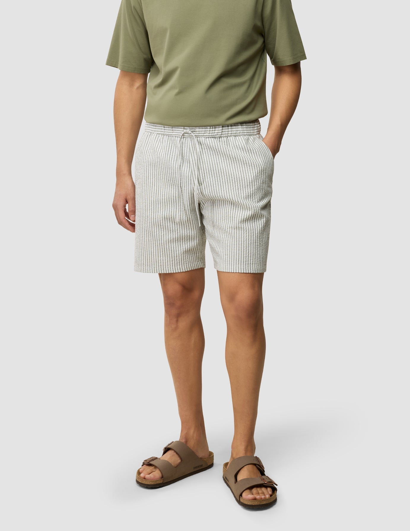 Seersucker Shorts Green Stripes