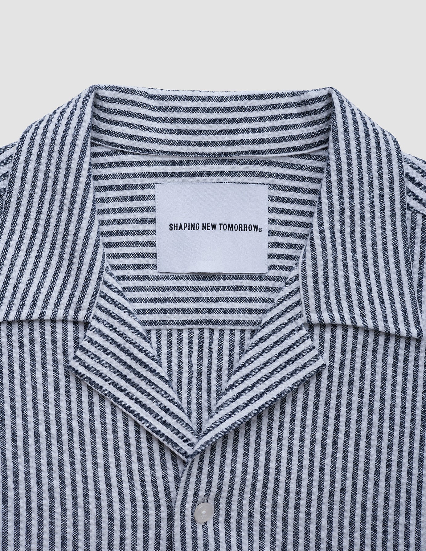 Seersucker Short Sleeve Shirt Navy Stripes