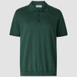 Silk / Cotton Short Sleeve Polo Forest Green