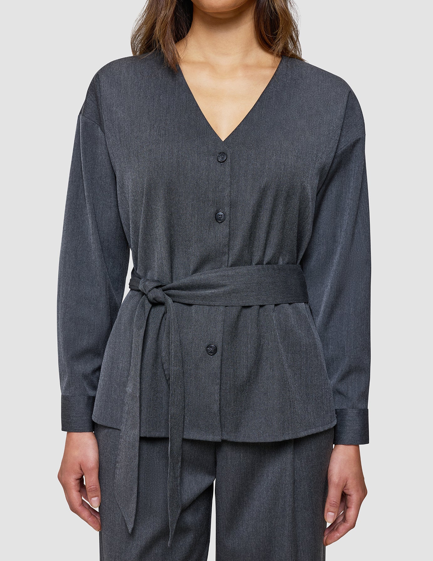 Women's Skye Belted Overshirt Charcoal Melange