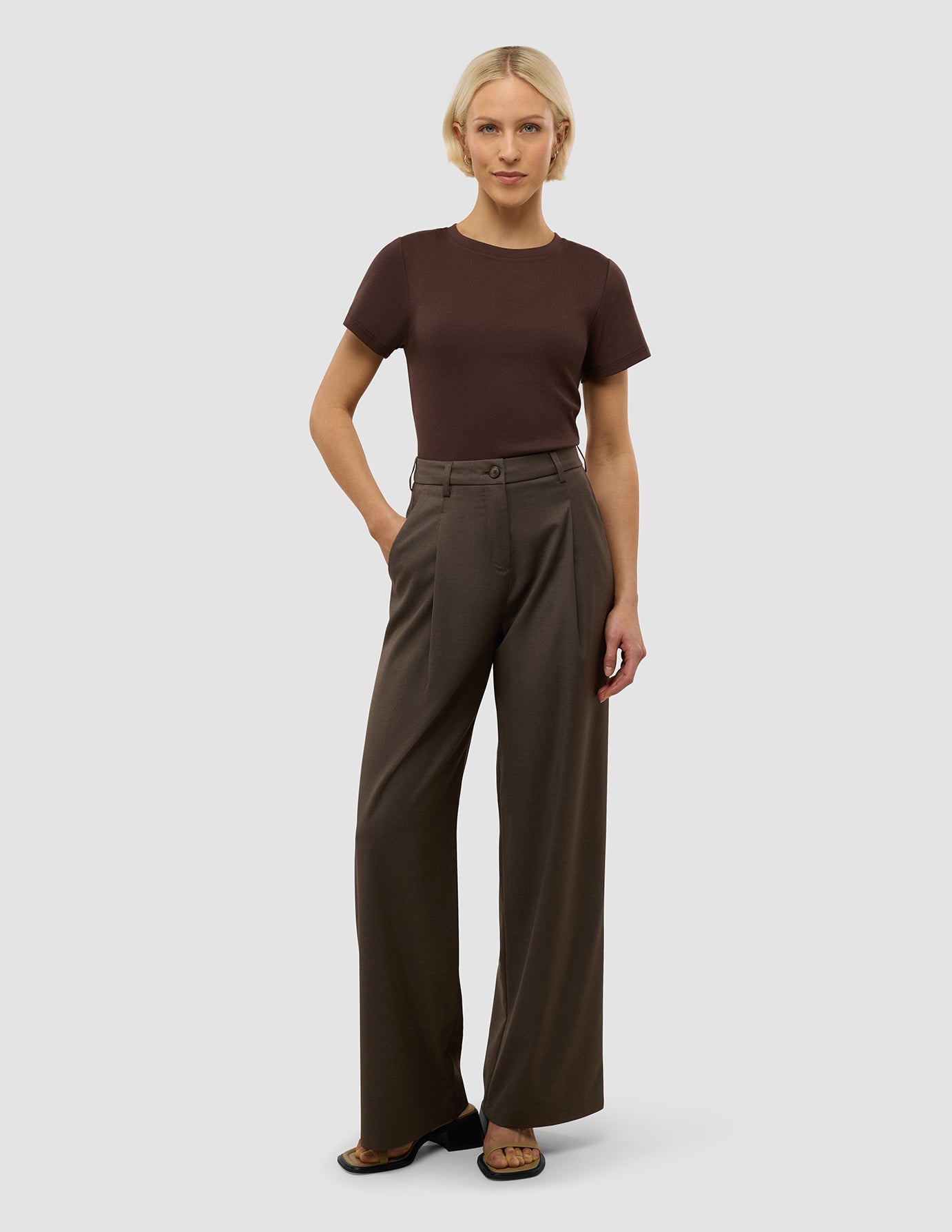 Women's Skye Pants Wide Dark Chestnut Melange