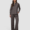 Skye Set Dark Chestnut Melange Shirt & Wide Pants