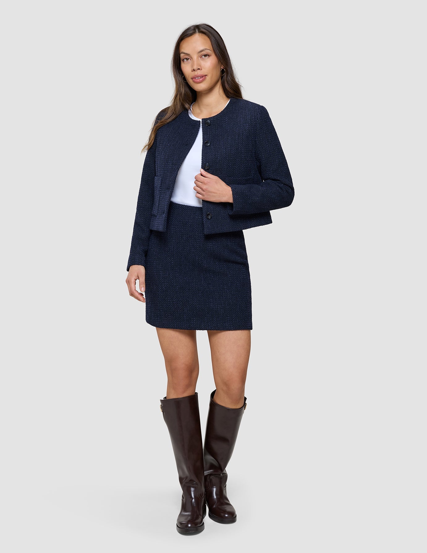 Sorae Set Midnight Blue Short Jacket & Short Skirt