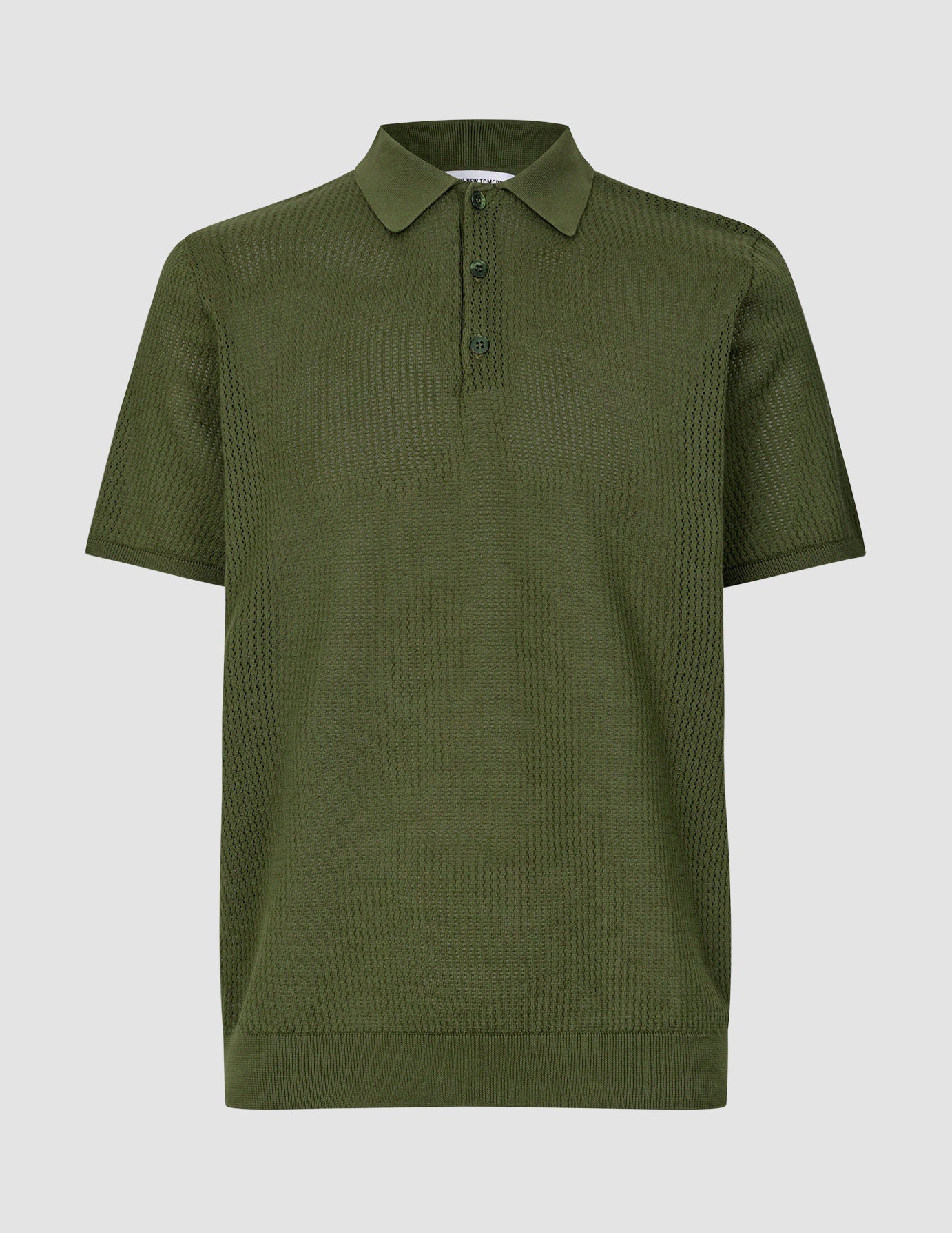 Textured Knitted Short Sleeve Polo Urban Green