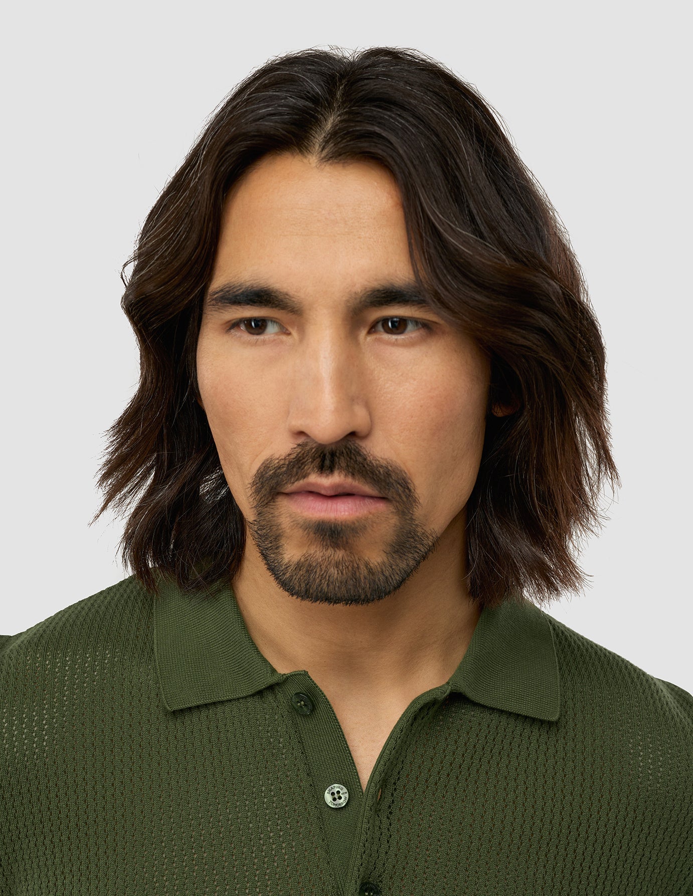 Textured Knitted Short Sleeve Polo Urban Green