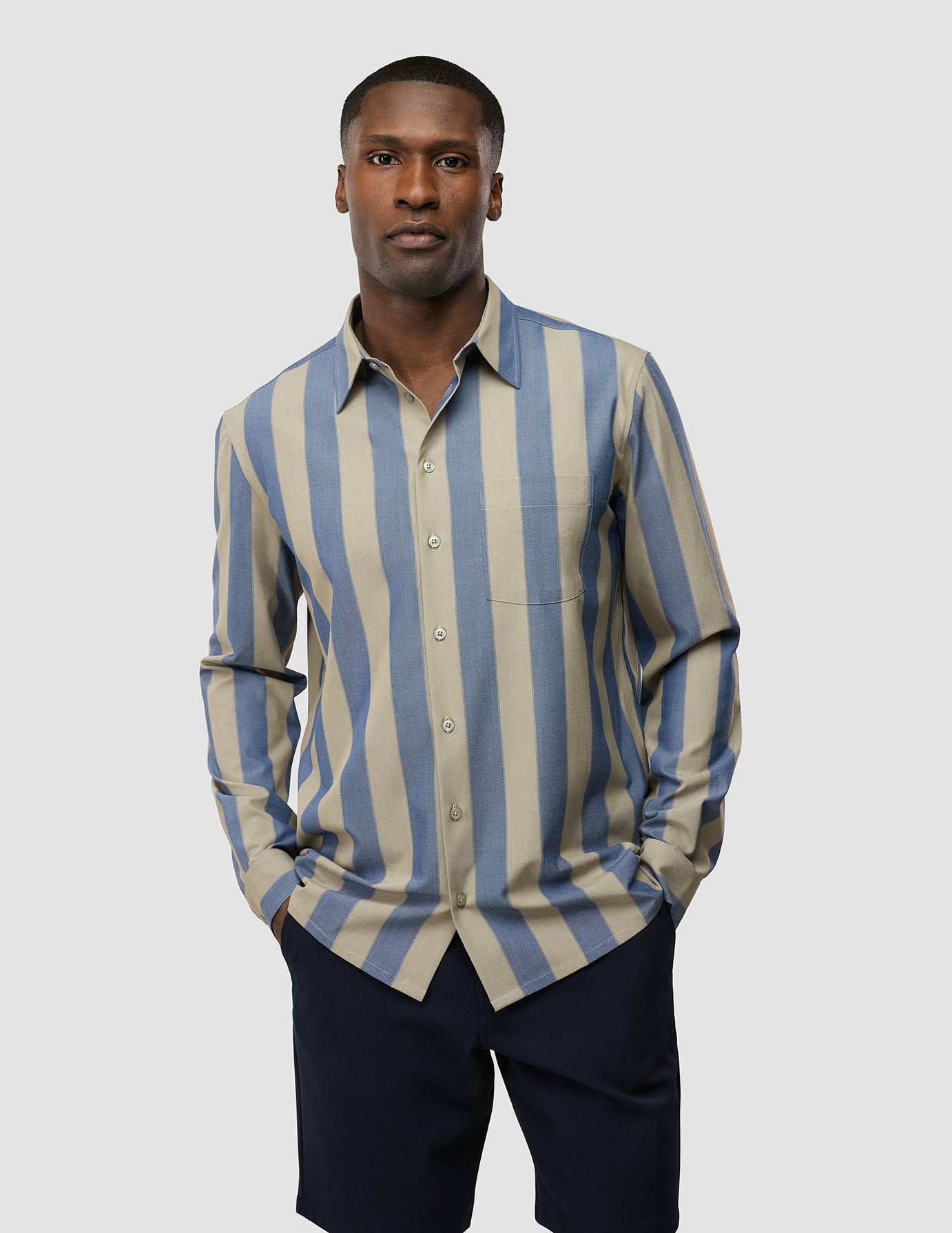 Tech Linen Casual Shirt Coastal Stripes