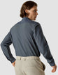 Tech Linen Mandarin Long Sleeve Shirt Navy