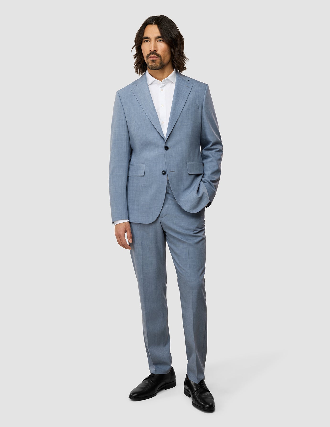 Tech Wool Blazer Light Blue Slim