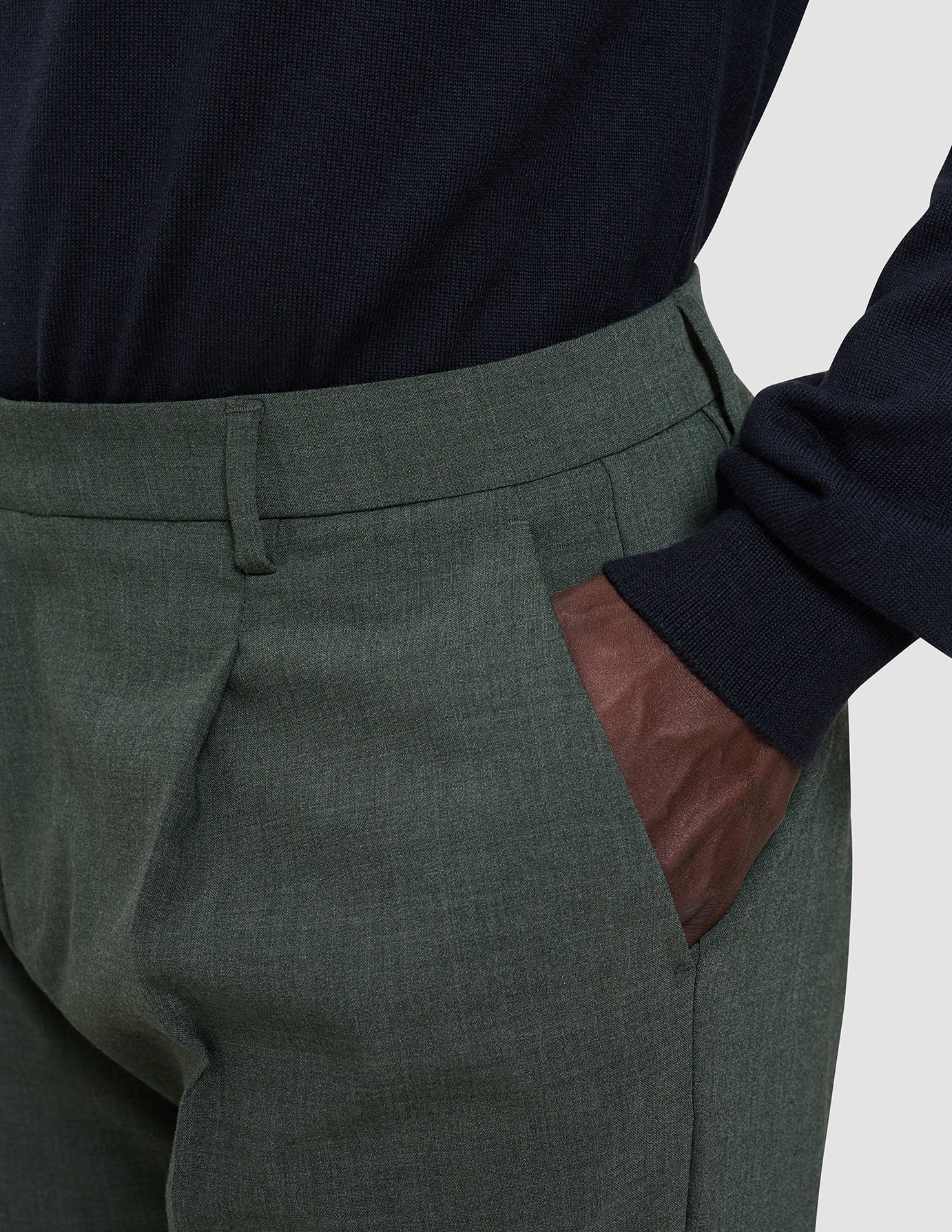 Tech Wool Suit Pants Relaxed Fit Green Night