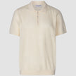 Textured Knitted Short Sleeve Polo Shirt Buttercream