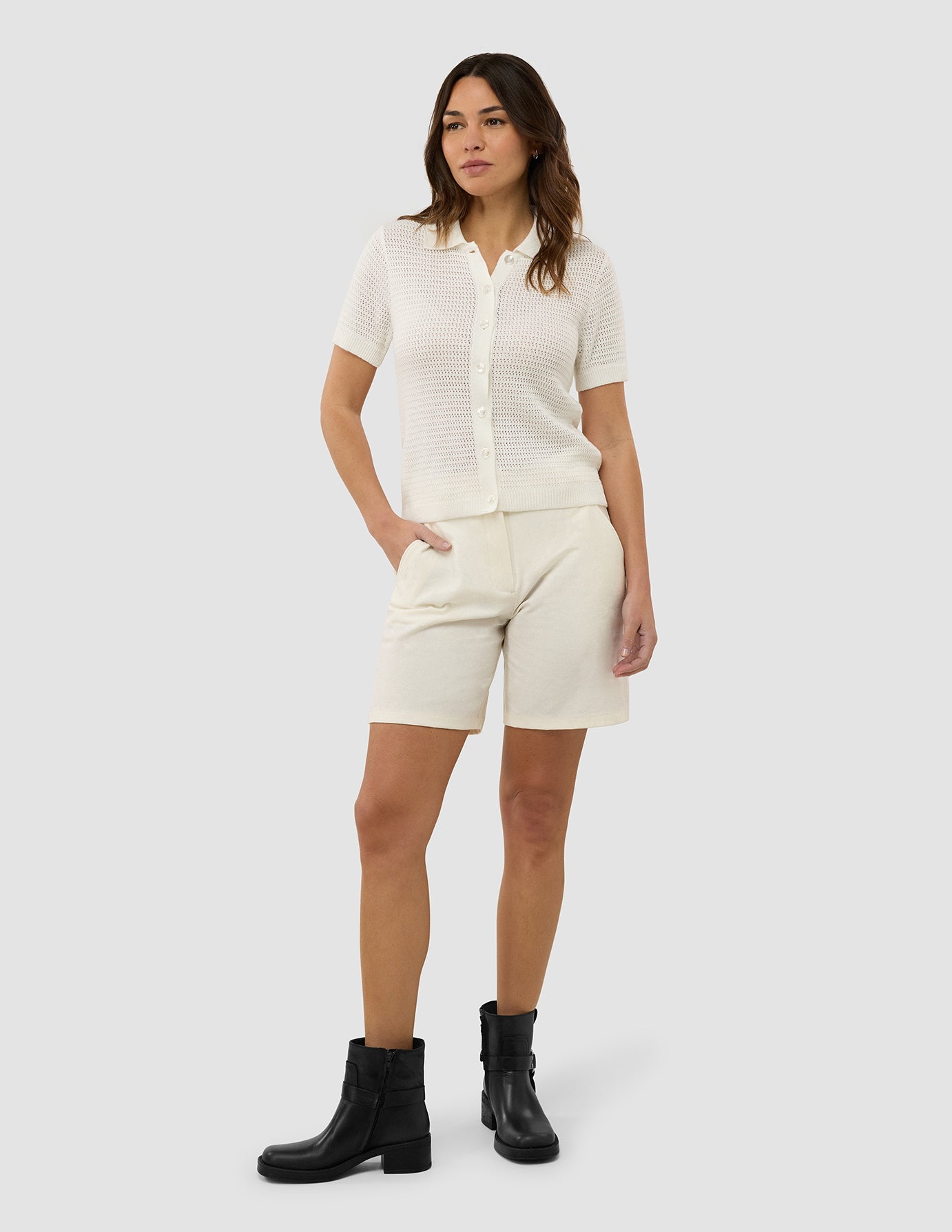 Women's Structured Polo Off White