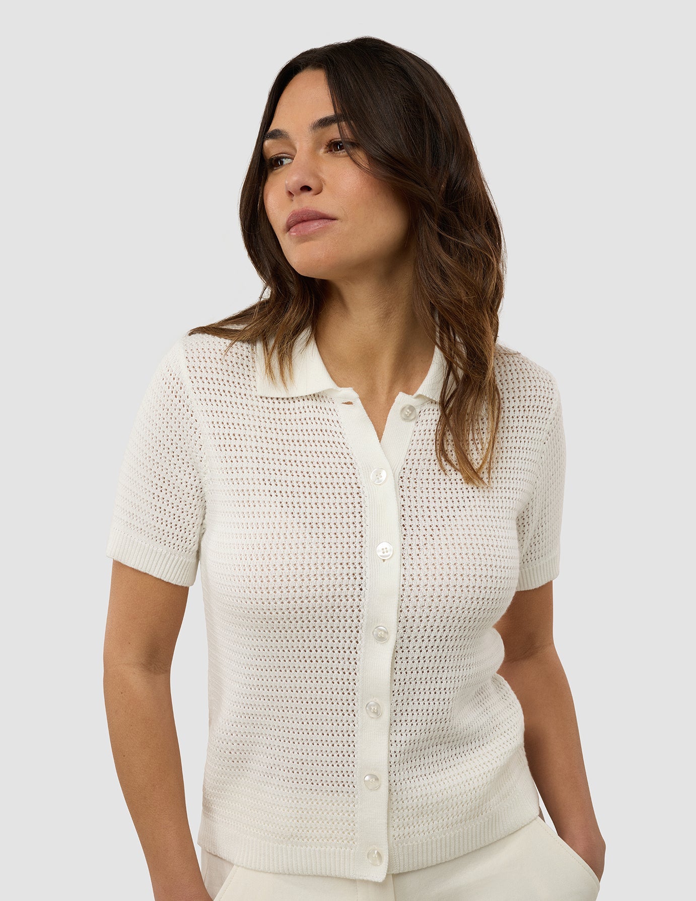 Women's Structured Polo Off White