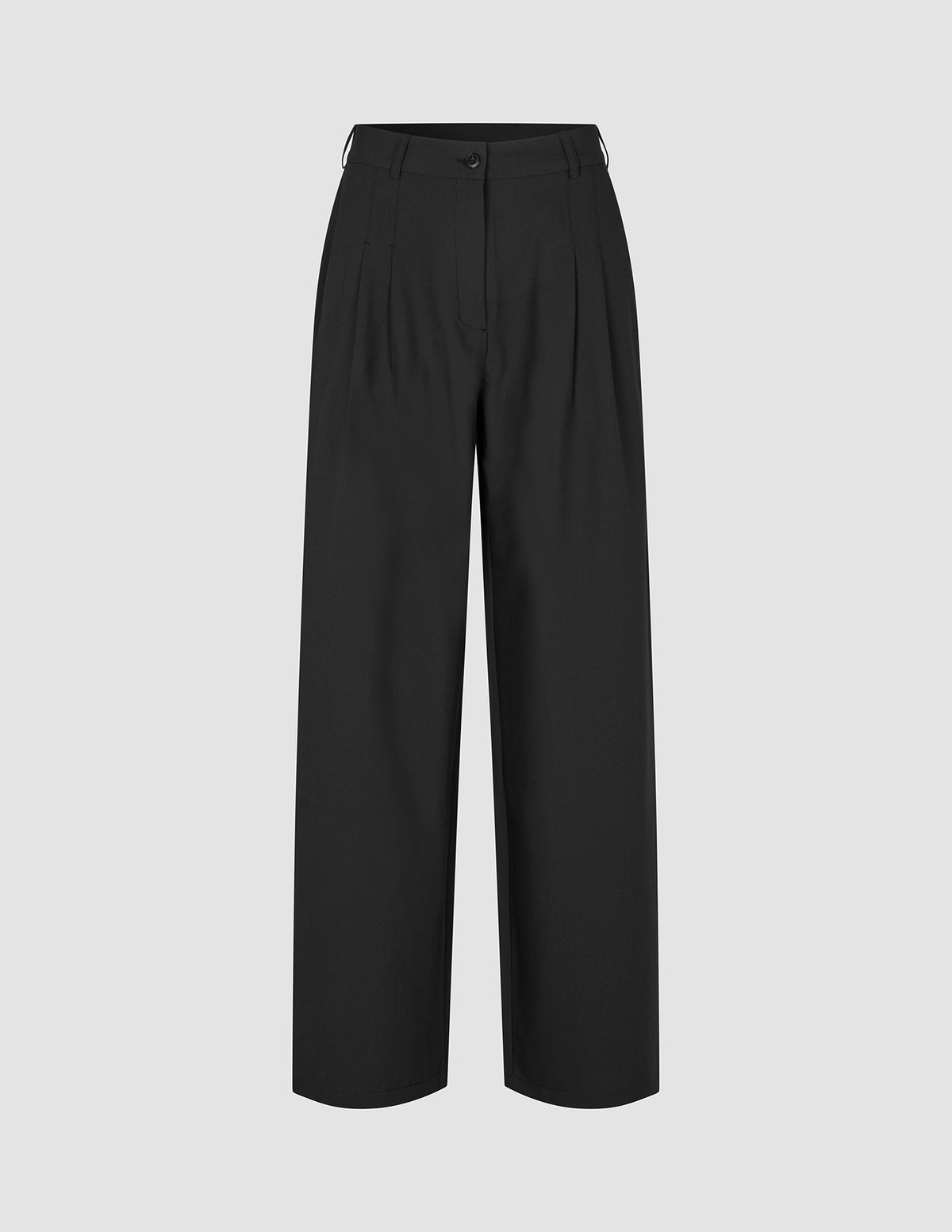 Black Women’s Avira Pants Wide with a high waist, front pleats, and a button closure.