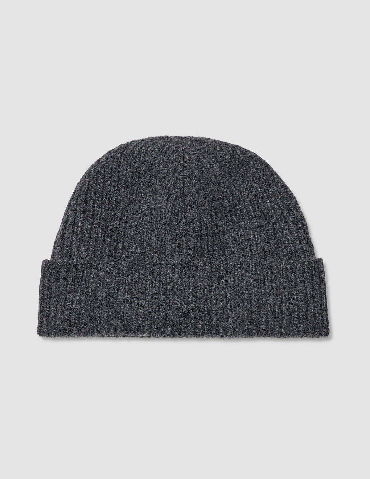 Beanie Dark Grey ribbed knit beanie in a Scandinavian design with a folded cuff.