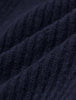 Close-up of a navy blue rib knit Wool Beanie Navy.