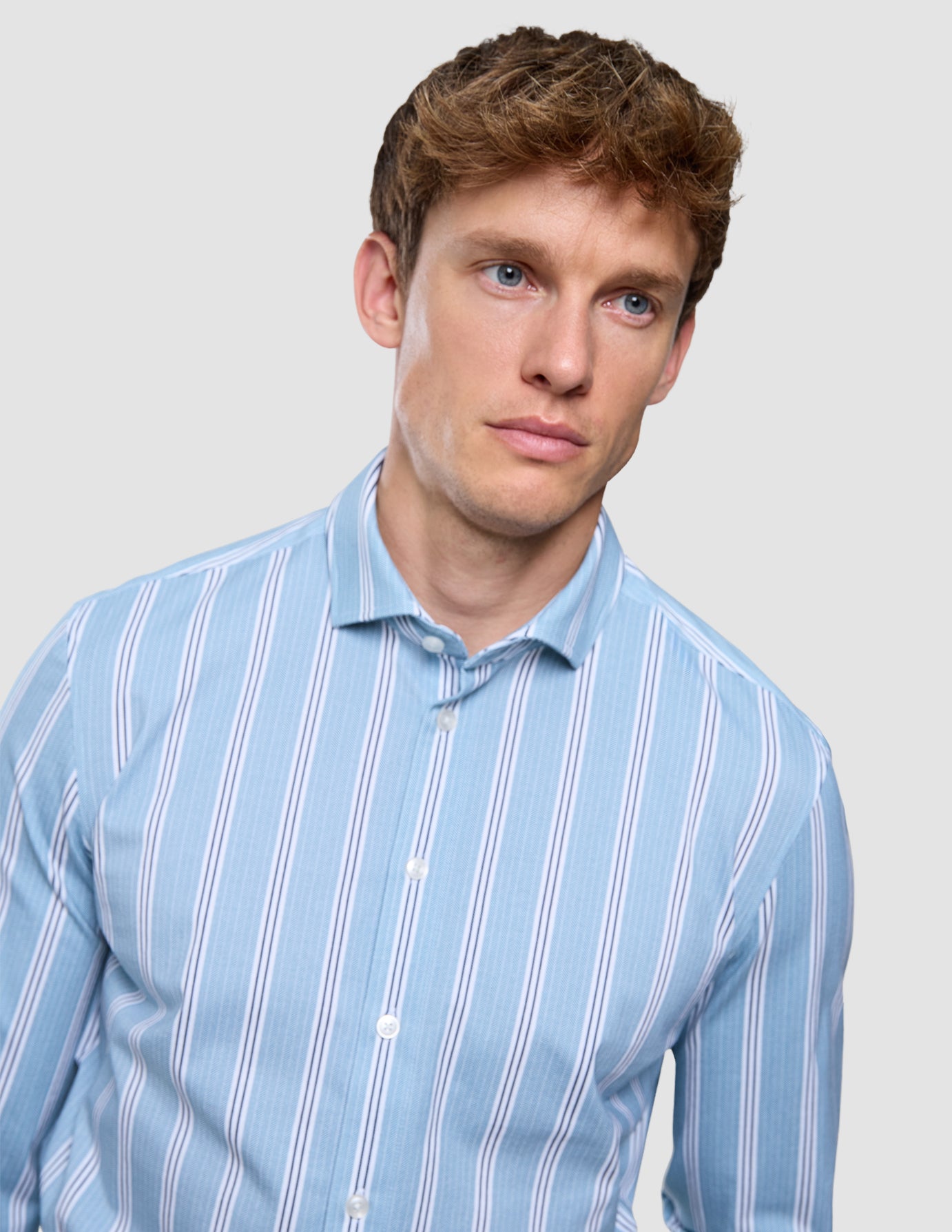 Classic Shirt Light Blue Herringbone Regular