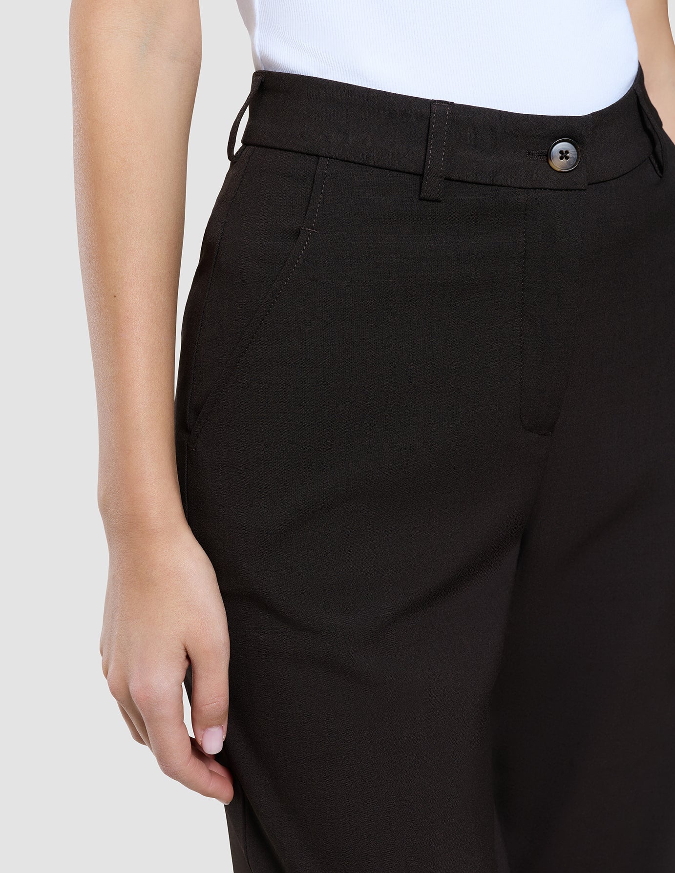 Women Ease Pants Straight Mocha Melange