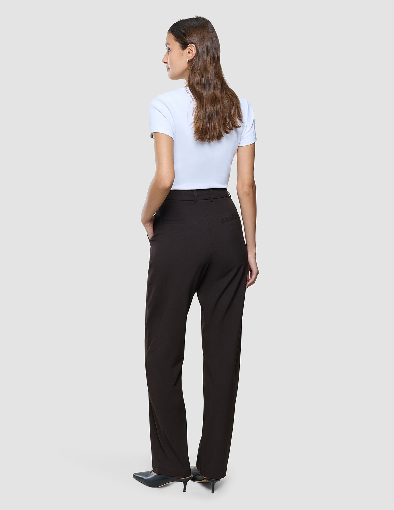 Women Ease Pants Straight Mocha Melange